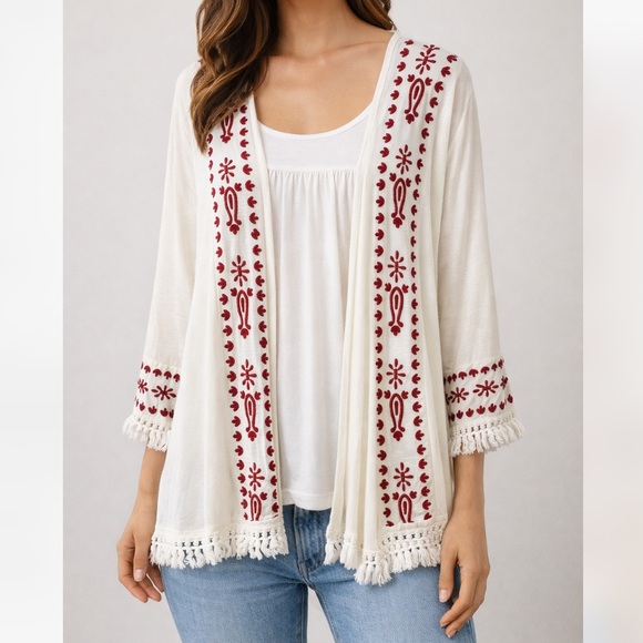 Knox Rose Sweaters - < Knox Rose Boho Embroidered Cardigan Size Medium >